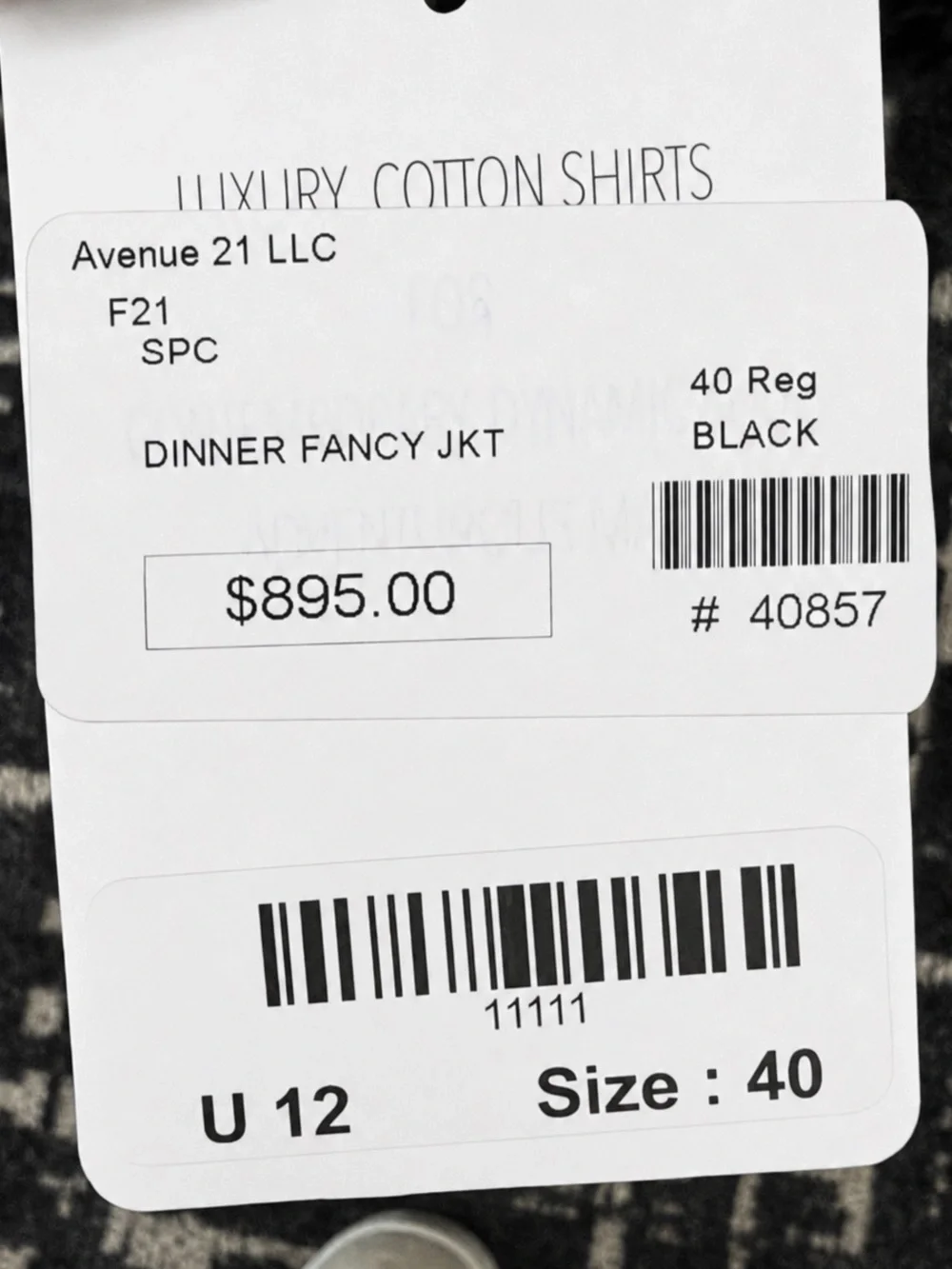 Avenue 21 Black Floral Jacquard Sport Coat 40R